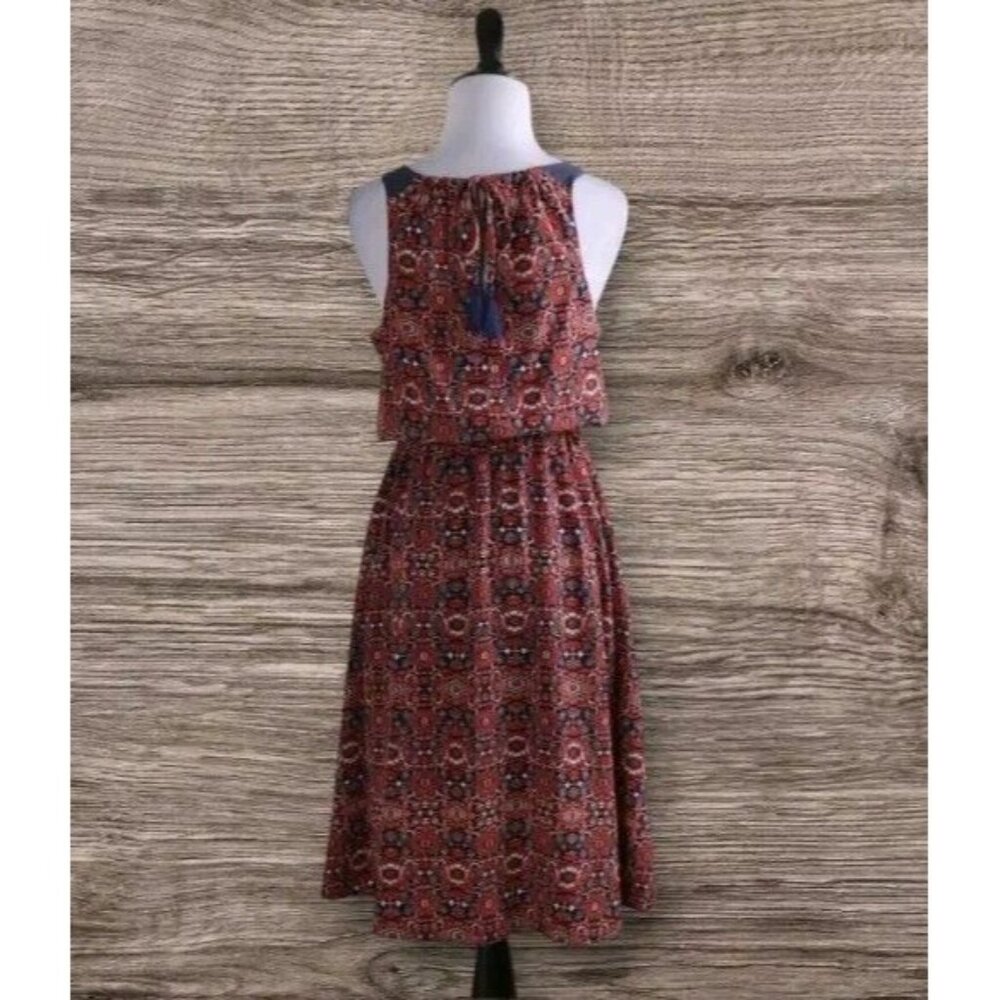 Athleta Dress NWT Martinique Sleeveless Tassel Keyhole Sz Medium Bold Pattern - Picture 2 of 16